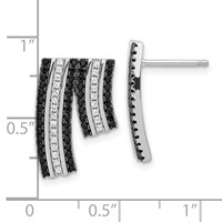 Sterling Silver True Fire Black & Clear CZ Post Earrings view 3