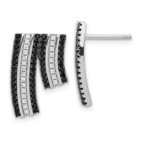 Sterling Silver True Fire Black & Clear CZ Post Earrings view 1