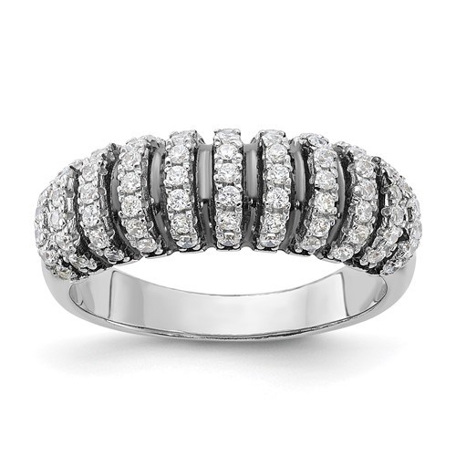 Sterling Silver Ring with Black Rhodium & CZ Brilliant Embers