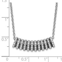 Sterling Silver Black Rhodium & CZ Brilliant Embers Curved Bar Necklace view 2