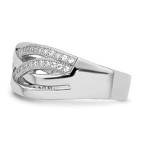 Brilliant Embers Sterling Silver Rhodium-plated 44 Stone Micro Pavé CZ Polished Ring view 3