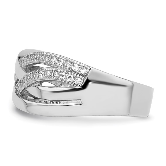 Brilliant Embers Sterling Silver Rhodium-plated 44 Stone Micro Pavé CZ Polished Ring