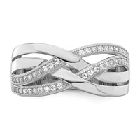 Brilliant Embers Sterling Silver Rhodium-plated 44 Stone Micro Pavé CZ Polished Ring view 4