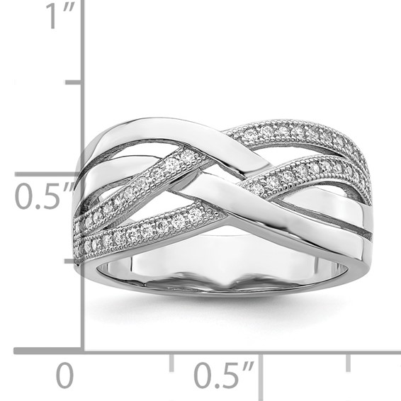 Brilliant Embers Sterling Silver Rhodium-plated 44 Stone Micro Pavé CZ Polished Ring