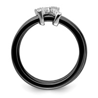 Brilliant Embers Sterling Silver Rhodium-plated 17 Stone Micro Pavé CZ X Ceramic Ring view 2