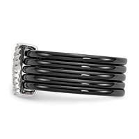 Brilliant Embers Sterling Silver Rhodium-plated 17 Stone Micro Pavé CZ X Ceramic Ring view 3