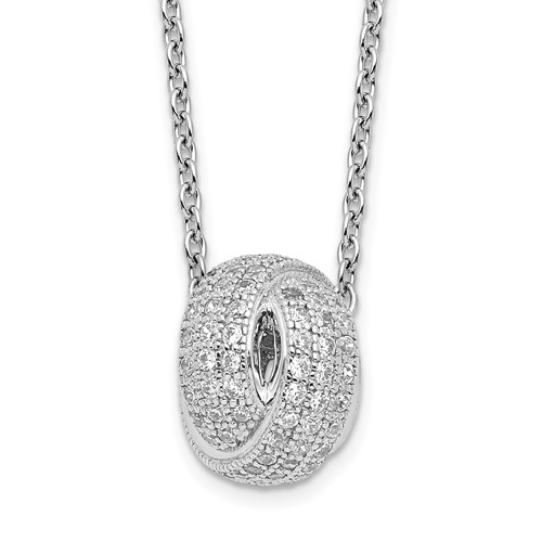 Brilliant Embers Sterling Silver Rhodium-plated 122 Stone Micro Pavé CZ Love Knot Necklace with 2 Inch Extender, 18"