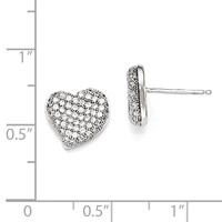 Sterling Silver & CZ Brilliant Embers Polished Heart Post Earrings view 2