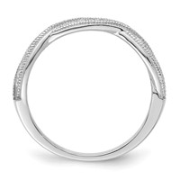 Brilliant Embers Sterling Silver Rhodium-plated 48 Stone Criss Cross Micro Pavé CZ Polished Ring view 2