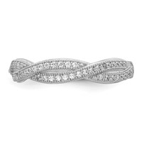 Brilliant Embers Sterling Silver Rhodium-plated 48 Stone Criss Cross Micro Pavé CZ Polished Ring view 4