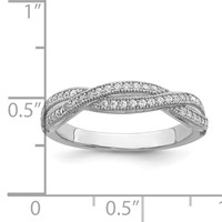 Brilliant Embers Sterling Silver Rhodium-plated 48 Stone Criss Cross Micro Pavé CZ Polished Ring view 5