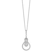 Brilliant Embers Sterling Silver Rhodium-plated 109 Stone Micro Pavé CZ Polished Necklace with 2 Inch Extender, 18" view 2