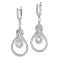 Brilliant Embers Sterling Silver Rhodium-plated 226 Stone CZ Hinged Hoop Chandelier Dangle Earrings view 2