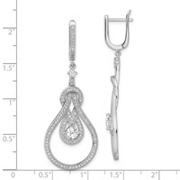 Brilliant Embers Sterling Silver Rhodium-plated 226 Stone CZ Hinged Hoop Chandelier Dangle Earrings view 4