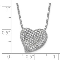 Sterling Silver Rhodium-Plated CZ Brilliant Embers Polished Heart Necklace view 4
