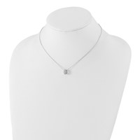 Sterling Silver & CZ Brilliant Embers Polished Circle Necklace with Ext., 1" view 3