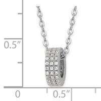 Sterling Silver & CZ Brilliant Embers Polished Circle Necklace with Ext., 1" view 2