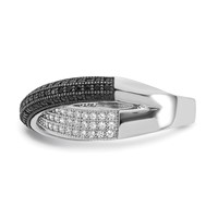 Sterling Silver Black & Clear CZ X True Fire Polished Ring view 3