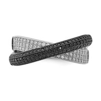 Sterling Silver Black & Clear CZ X True Fire Polished Ring view 5