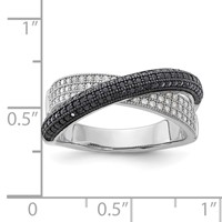 Sterling Silver Black & Clear CZ X True Fire Polished Ring view 4