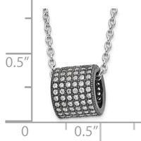 Sterling Silver Black Rhodium CZ Circle Bead True Fire Necklace view 2