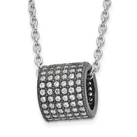 Sterling Silver Black Rhodium CZ Circle Bead True Fire Necklace view 1