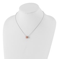 Brilliant Embers Sterling Silver Rose Gold-plated Pink CZ Necklace with Ext, 2" view 4