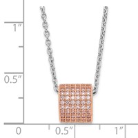 Brilliant Embers Sterling Silver Rose Gold-plated Pink CZ Necklace with Ext, 2" view 3