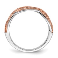 Brilliant Embers Sterling Silver Rose Gold-plated Rhodium-plated 48 Stone Criss Cross Micro Pavé CZ Polished Ring view 2