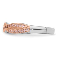 Brilliant Embers Sterling Silver Rose Gold-plated Rhodium-plated 48 Stone Criss Cross Micro Pavé CZ Polished Ring view 3
