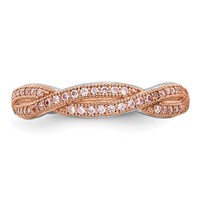 Brilliant Embers Sterling Silver Rose Gold-plated Rhodium-plated 48 Stone Criss Cross Micro Pavé CZ Polished Ring view 4