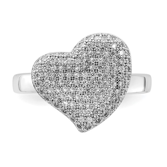 Sterling Silver & CZ Brilliant Embers Fancy Polished Heart Ring