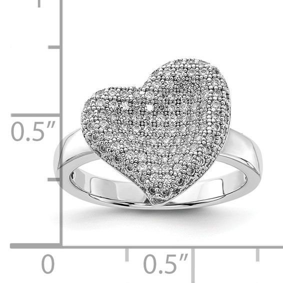 Sterling Silver & CZ Brilliant Embers Fancy Polished Heart Ring