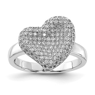 Sterling Silver & CZ Brilliant Embers Fancy Polished Heart Ring