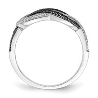 Brilliant Embers Sterling Silver Rhodium-plated 59 Stone Micro Pavé Black and White CZ Polished Ring view 2