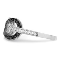 Brilliant Embers Sterling Silver Rhodium-plated 59 Stone Micro Pavé Black and White CZ Polished Ring view 3
