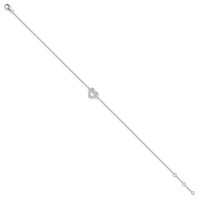 Brilliant Embers Sterling Silver Rhodium-plated 23 Stone Micro Pavé CZ Heart Anklet with 1 Inch Extender, 9" view 2