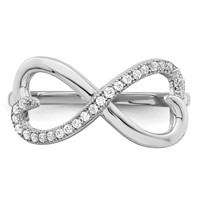 Brilliant Embers Sterling Silver Rhodium-plated 20 Stone Micro Pavé CZ Heart Ring view 5