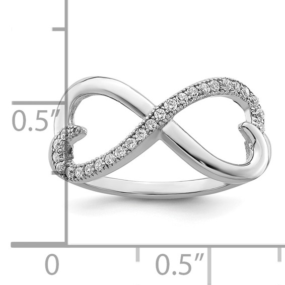 Brilliant Embers Sterling Silver Rhodium-plated 20 Stone Micro Pavé CZ Heart Ring