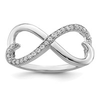 Brilliant Embers Sterling Silver Rhodium-plated 20 Stone Micro Pavé CZ Heart Ring view 1