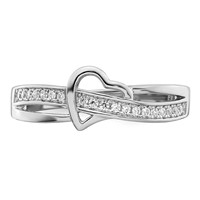 Brilliant Embers Sterling Silver Rhodium-plated 20 Stone Micro Pavé CZ Heart Ring view 5