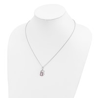 Brilliant Embers Sterling Silver Rhodium-plated 62 Stone Micro Pavé Red and White CZ Heart Necklace with 2 Inch Extender, 18" view 3