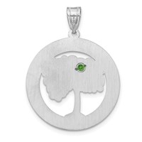 SSilver Rhodium-plated 1 Birthstone Pendant with SSilver Bezel Family view 4