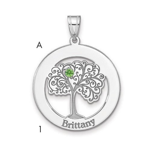SSilver Rhodium-plated 1 Birthstone Pendant with SSilver Bezel Family