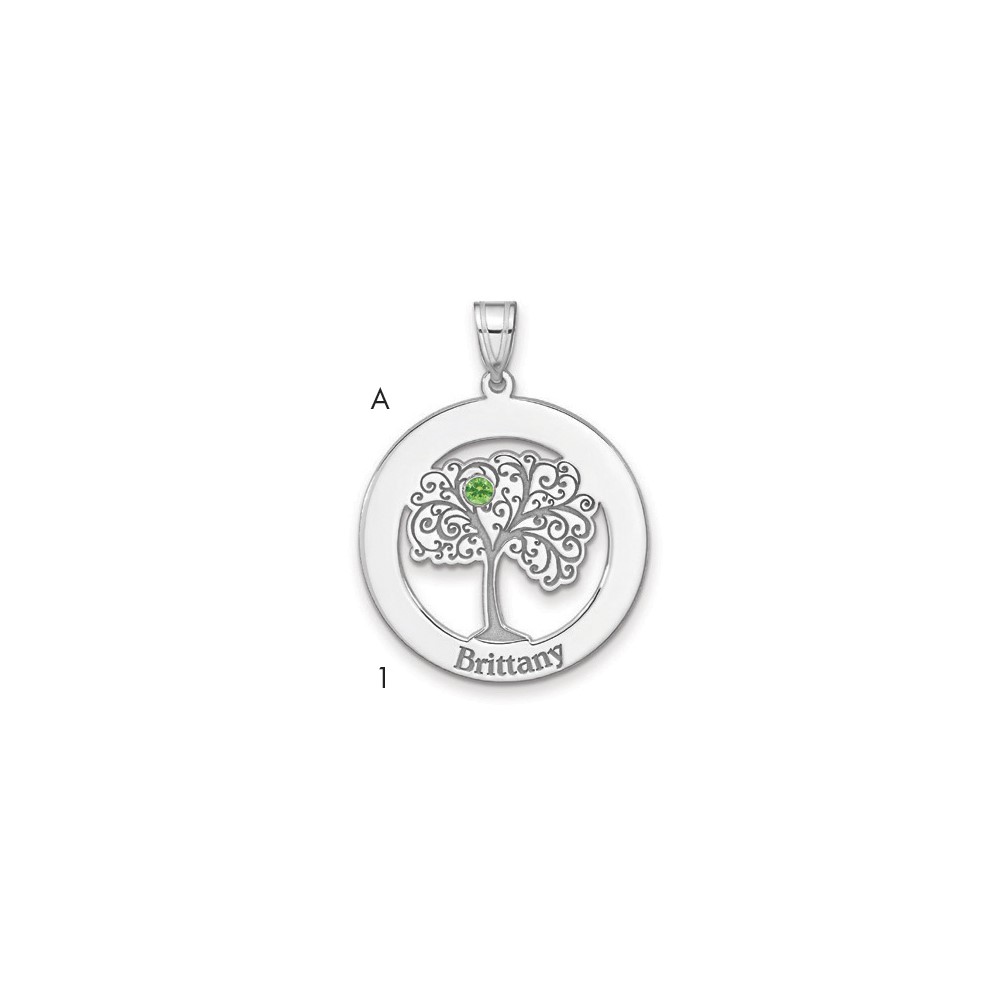 Sterling Silver/Rhodium-plated 1 Birthstone with SS Bezel Family Pendant