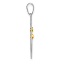 Sterling Silver Rhod-plated 2 Birthstone Pendant with 14K Bezel view 3
