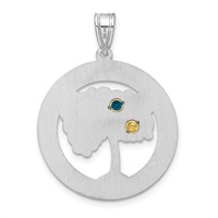 Sterling Silver Rhod-plated 2 Birthstone Pendant with 14K Bezel view 4