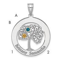 Sterling Silver Rhod-plated 2 Birthstone Pendant with 14K Bezel view 1