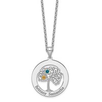 Sterling Silver Rhod-plated 2 Birthstone Pendant with 14K Bezel view 5