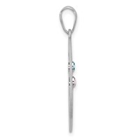 Sterling Silver Rhodium-plated 2 Birthstone W SSilver Bezel Pendant view 3